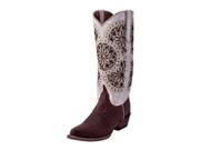 Ferrini Western Boots Womens Crocodile Snip 8.5 B Choc White 92461 09