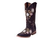 Ferrini Western Boots Womens Embroidery Flores Block 8 B Choc 82193 09