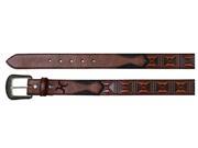 HOOey Western Belt Mens Triangle Leather Overlay 38 Dark Brown 1742BE6