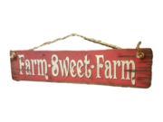 Cowboy Sign Wood Wall Hanging Pine Wood Sweet Farm Grass Rope Red 8246