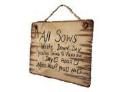 Cowboy Signs Wood Wall Hanging All Sows Humorous Farrow Day White 8288