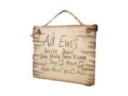 Cowboy Signs Wood Wall Hanging Humorous Ewes Day Hour Rope White 8257