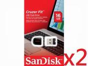 SanDisk Cruzer Fit 16GB 16G 16 GB USB 2.0 Low Profile Flash Drive SDCZ33 016G B35 Pack of 2