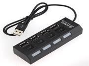 New Black 4 Port Tap USB 2.0 High Speed Hub ON OFF Sharing Switch For Laptop PC