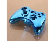 Crystal Replacement Full Shell Case Cover Kit Full Chrome Glossy Black Buttons Shell Case for Xbox 360 Wireless Controller Blue