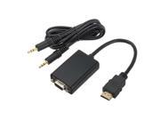 HDMI Male Input to VGA Audio Output Cable Converter Adapter for HDTV PC 1080P