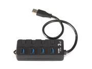 black USB 3.0 4 Ports External Hub Adapter with On Off Switch For PC Notebook Laptop