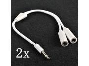 2 pcs NEW 3.5mm Male to 2 Female Audio Splitter Cable Jack Headset Headphone