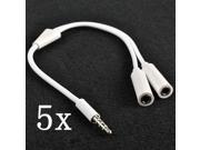 5pcs NEW 3.5mm Jack Headset Headphone Male to 2 Female Audio Splitter Cable