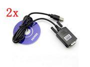 2 pcs Serial USB to RS232 DB9 Adapter Converter Cable Lead for PDA Printer Scanner GPS
