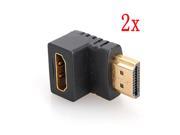 2 pcs HDMI Male to Female M F Right Angle 90° 24K Gold HD Video Converter Adapter HDTV 19 pin