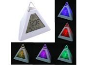 7 LED Color Change Changing Pyramid Digital LCD Alarm Clock Thermometer NEW