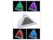 Glowing LED 7 Color Change Changing Triangle Shape Digital LCD Alarm Clock Thermometer