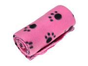 Pet Dog Cat Paw Print Fleece Blanket Mat Cozy Bed Warm Soft Handcrafted Pink