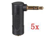5 x Male To Female Stereo Adapter Convertor Plug 3.5MM 90°C L Shape