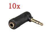 10 pcs 3.5MM Male To Female Stereo Adapter Convertor Plug 90°C L Shape