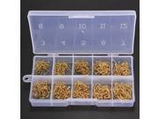 Lot 500pcs 10 Size 3 12 Bronze Golden Eagle Claw Fishing Jig Hooks w Box