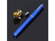 Mini Portable Travel Pocket Fish Pen Shape Aluminum Alloy Fishing Rod Pole Reel Combos