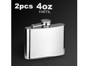 2x 4oz Liquor Stainless Steel Pocket Screw Cap Hip Flask with Funnel