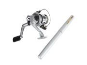 Portable Fishing Set! Mini Pocket Pen Shape Aluminum Alloy Fishing Fish Rod Pole Reel with line