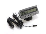 12V Car Voltage Monitor Battery Alarm In Out Temperature LCD Thermometer Clock