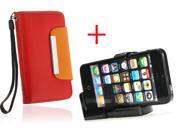Litchi Pattern Magnetic Folio Wallet PU Leather Case For iPhone 4 4S Universal Bracket Adapter Mount for Tripod iPhone 4 4s 5
