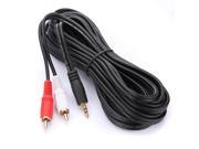 5m 15Ft 3.5mm Phono Stereo Jack to 2 RCA Male Plug Audio Adapter Cable Cord for PC Ipod