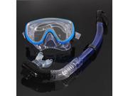 PVC Scuba Snorkeling Swimming Dive Diving Goggles Mask Glasses Dry Snorkel Set Tool Blue