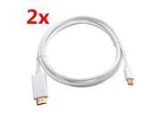 2 pcs 6FT 1.8M Mini DP Displayport to HDMI Cable Converter Adapter for MacBook Pro USA
