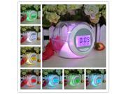 Digital 3 LED Light 7 Color Changing Alarm Clock Timer With Thermometer Calendar Temperature 6 Nature Sound