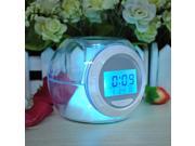 7 Color Changing Alarm Clock Digital 3 LED Light Timer With Thermometer Calendar Temperature 6 Nature Sound
