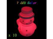 10 x Snowman Shape Colors Changing LED Decoration Night Light Christmas Xmas Gift Toy