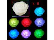6pcs Romatic Changing 7 Colorful Rose Flower LED Light Night Candle Light Lamp Christmas Gift
