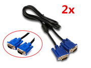 2 pcs 1.5m 5FT SVGA VGA 15 PIN MONITOR M M MALE TO MALE EXTENSION CABLE