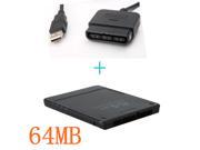 64MB 64 MB Memory Card Save Game Data Stick Module For PS2 PC USB PS2 to PS3 Game Controller Adapter Converter For PlayStation 2 3 PS2 PS3