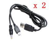 2pcs 2n1 PC USB Charger Charging Data Transfer Cable Cord For Sony PSP 1000 2000 3000