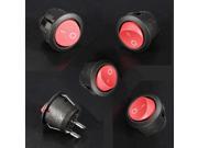 5Pcs Mini Round Black 2 Pin SPST ON OFF Rocker Switch Button Red Rated Current