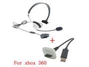 Headset Headphone Earphone Microphone USB Charger Cable Lead for Microsoft Xbox 360 Wireless Gamepad Controller White
