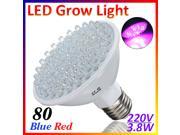 E27 Red Blue 80 LED Bulb Energy Saving Hydroponic Plant Grow Light Lamp for Garden Greenhouse 220V 3.8W