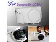 Premium PU Leather Camera Case Cover Bag Pouch Strap for Samsung Galaxy EK GC100 White