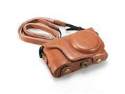 Premium PU Leather Camera Case Cover Bag Pouch Strap for Samsung Galaxy EK GC100 Brown