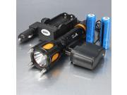 Tactical Rechargeable Ultrafire 2000Lm CREE XM L T6 LED Four Attack Heads Audible Alarm Flashlight Torch Lamp Set 2x18650 Battery AC Car Charger