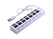 7 Ports Hub Powered High Speed USB 2.0 Hub On Off Sharing Switch For PC Laptop White