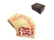 24K Karat Gold Golden Foil Plated Poker Playing Card Game Deck Collection Gift with Wood Box and Certificate Euro Pattern