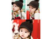 Cute Double Balls Style Girl Boy Baby Toddler Kids Winter Warm Knitted Hat Cap Knitting Wool Crochet Coffee
