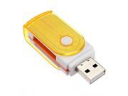 5 pcs Yellow Rotary Type All In One USB 2.0 Micro SD Card Reader pc laptop