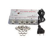 4 Way TV CATV Signal Amplifier Cable AMP Video Booster Splitter antenna AC 220V tool us plug