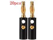 40 X 4MM Gold Plated Screw Audio Banana Plugs Speaker Wire Cable Connectors Adapter Black