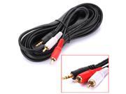 3.5mm Phono Stereo Jack to 2 RCA Male Plug Audio Adapter Cable Cord for PC Ipod 5m 15Ft