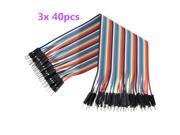 3x New 40Pcs 20cm 2.54mm 1p 1p Male to Male Breadboard Color Line Jumper Cable Wire Wires Connector for Arduino